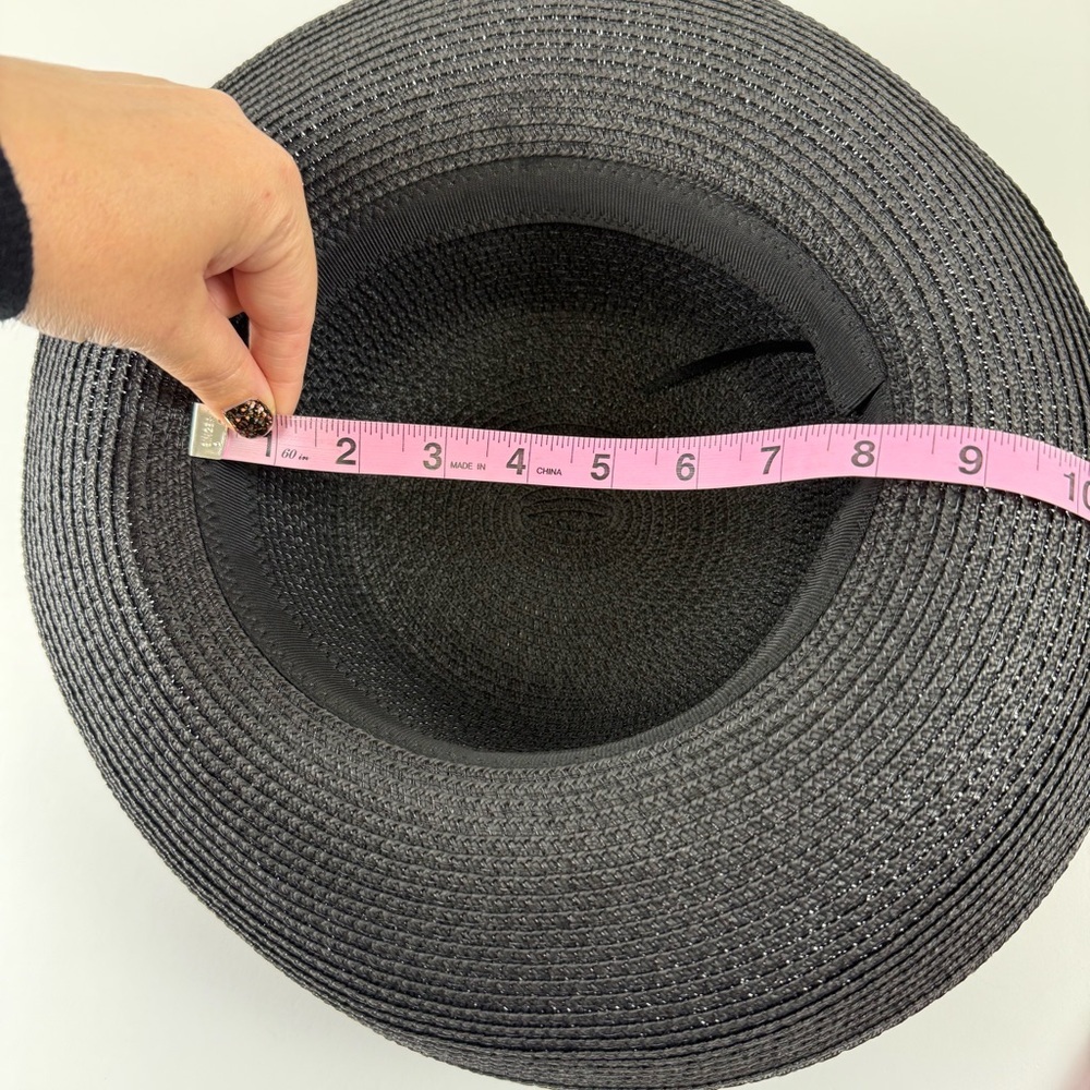 Wide Brim Straw Sun Hat Black Solid Beach - Picture 5 of 6
